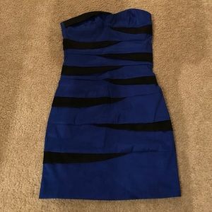 Arden B Polyester Strapless Blue/Black Dress