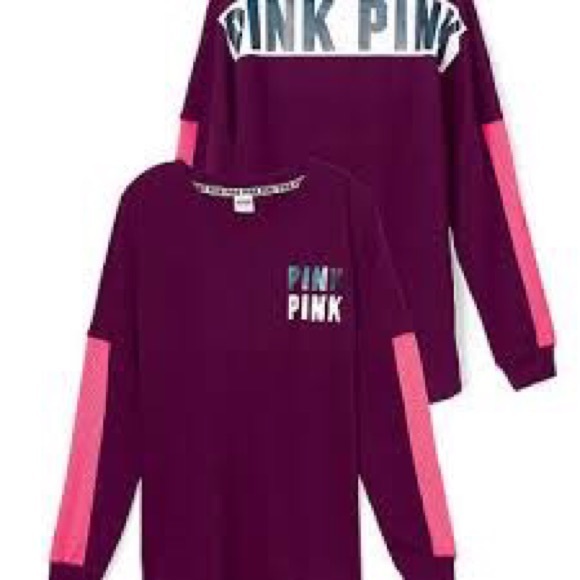 PINK burgundy varsity crew
