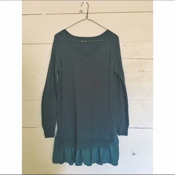 Dark Green SweaterDress w Chiffon skirt by TopShop