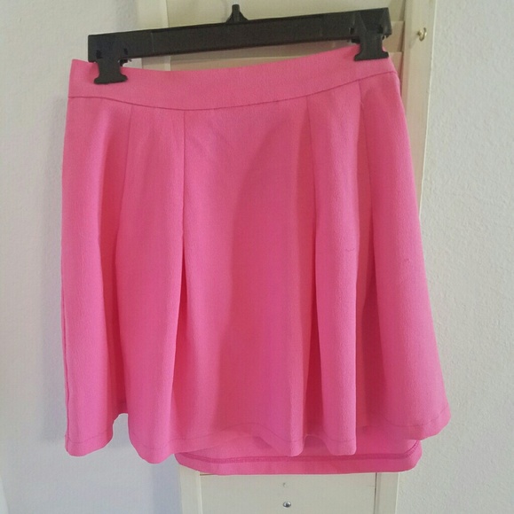 Hot pink semi pleated skirt