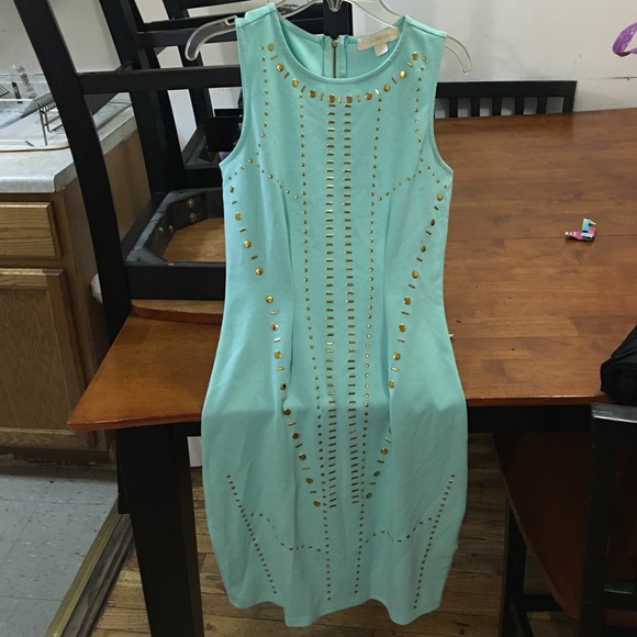 Nicki Minaj mint green body con dress