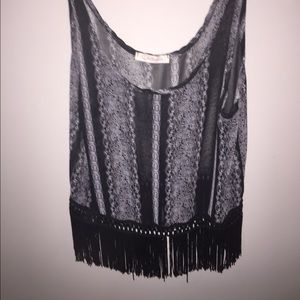 Black fringe top