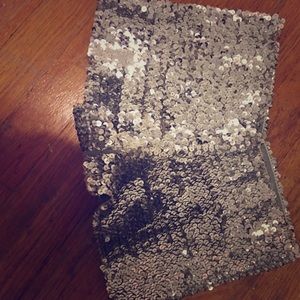 Silver Sequin Mini Shorts