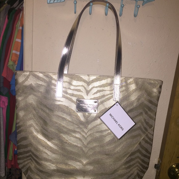 Gold zebra strip MK bag