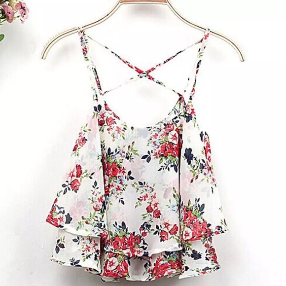 Floral Crop Top - Off White