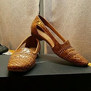 Italian woven leather slingbacks