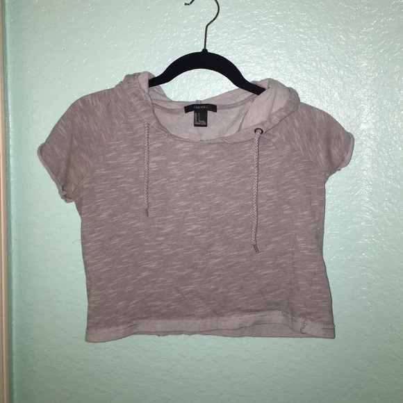 Gray hoodie crop top