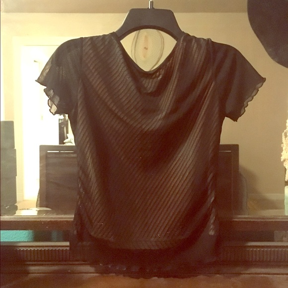 Black vintage blouse laced with silver shimmer!