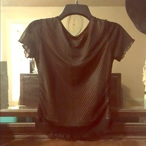 Black vintage blouse laced with silver shimmer!