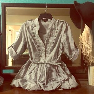 Striped military style peplum blouse.