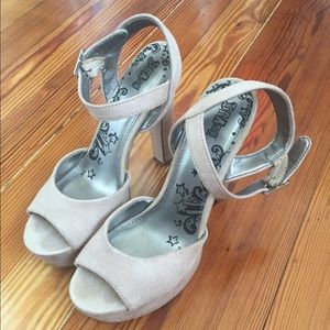 Nude Suede High Heels