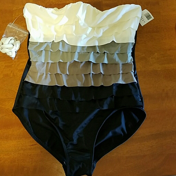 Miracle suit one piece ruffled bathing suit NWT