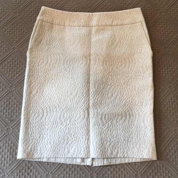 Ann Taylor LOFT gold petal embossed pencil skirt