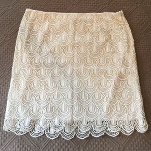 Cream lace scallop edge Cynthia Steffe skirt