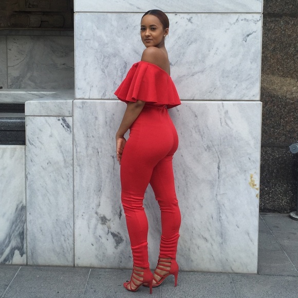 Ruffle top jumpsuit
