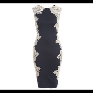 Beautiful Navy Midi Dress with Lace Detail