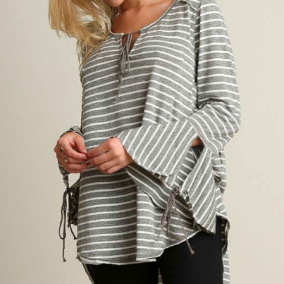 ❣M-Last❣ Striped Maroon Flowy Tunic Top - Picture 3 of 4