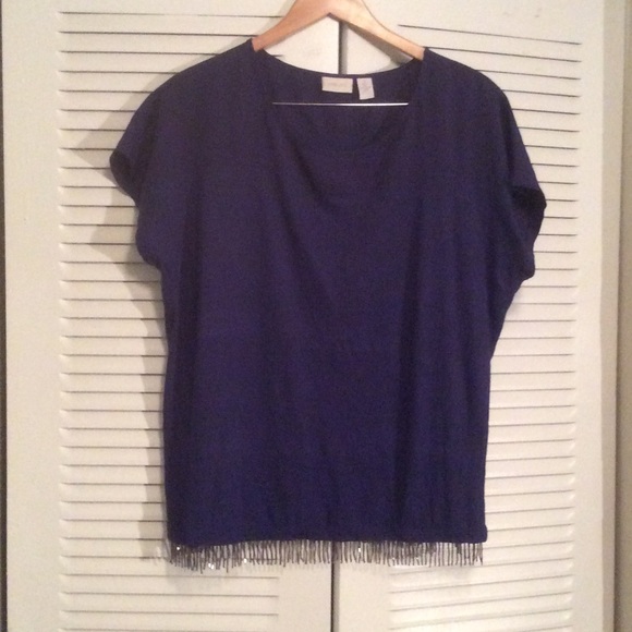 Blouse with beaded fringe