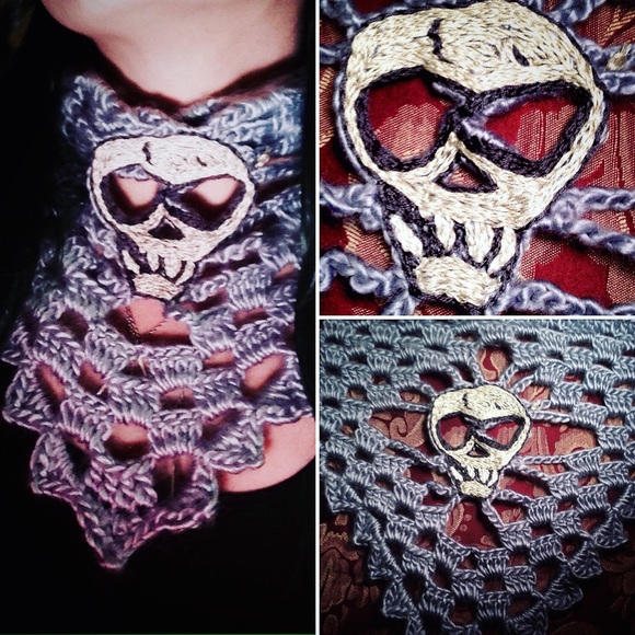 Halloween gothic punk Gray skull scarf bandana