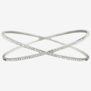 EXPRESS SILVER CRYSTAL CRISS CROSS BANGLE BRACELET