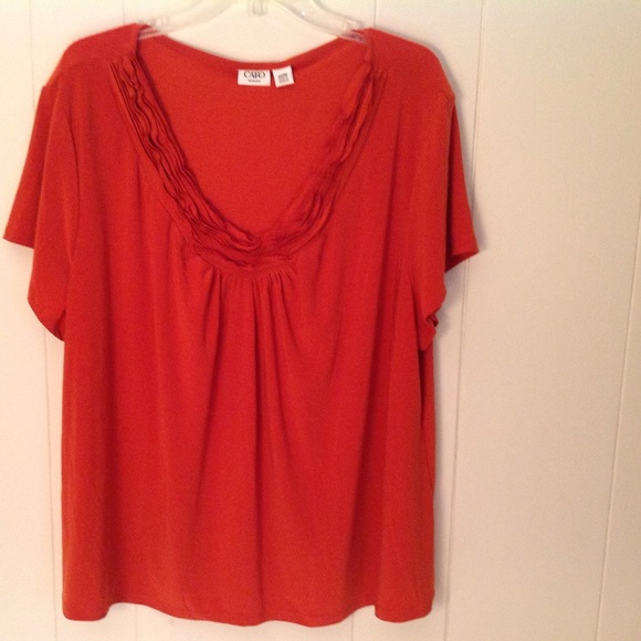 Orange short sleeve blouse