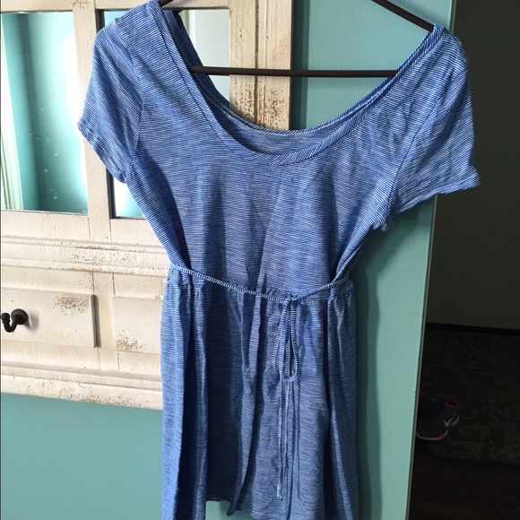Blue/white stripe maternity top