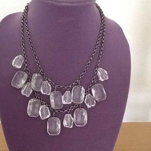 Gun metal chain and clear beads necklace