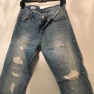 Gap sexy bf light rinse ripped jeans 27r