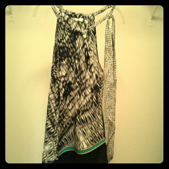 New York and Co. blouse black white 100% Polyester - Picture 1 of 3