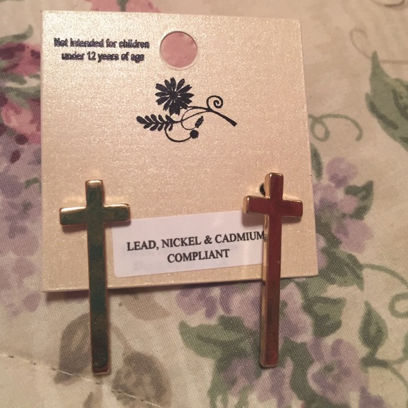 Gold cross earrings