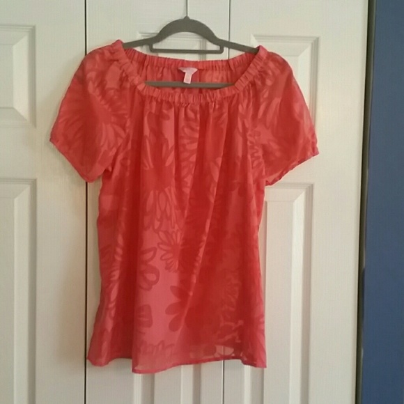 Lilly Pulitzer coral sheer flowered top