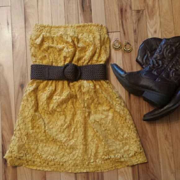 Mustard yellow lace halter
