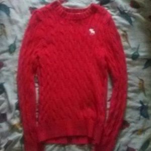 Red cable knit soft sweater