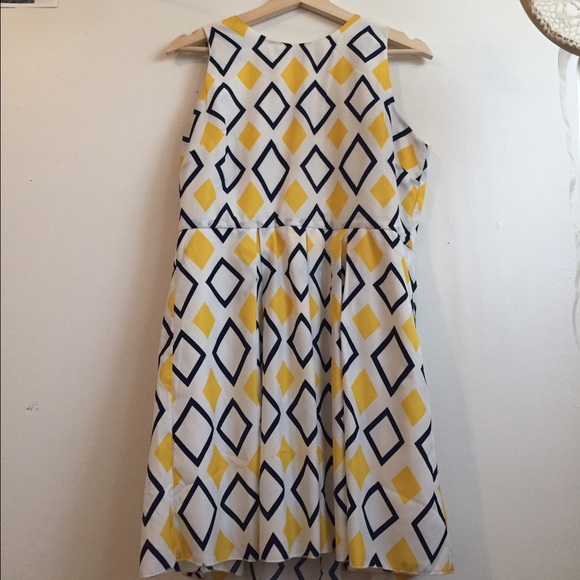 Blue & Yellow 70s Patterned Dress