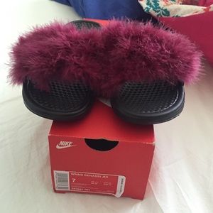 Fluffy Nike Slides