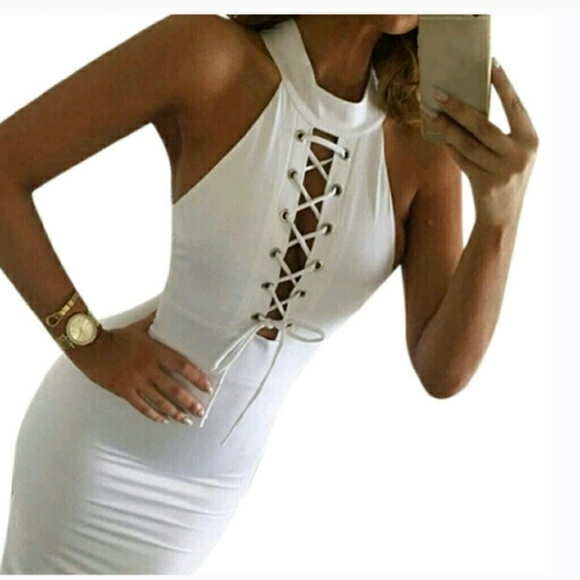 Never worn white tie front dress