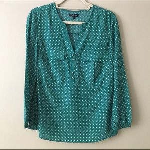 Antilia Femme Polka Dot Green Blouse