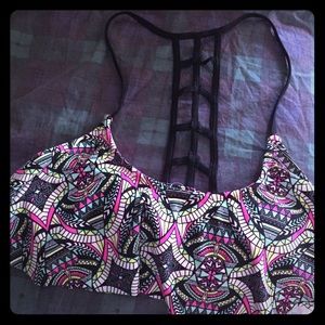 Bleu Frilly Bikini Top