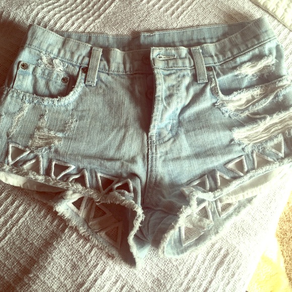 LF triangle cutout Jean shorts