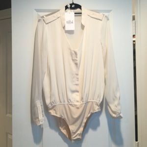 Never worn cream Tibi body suit top