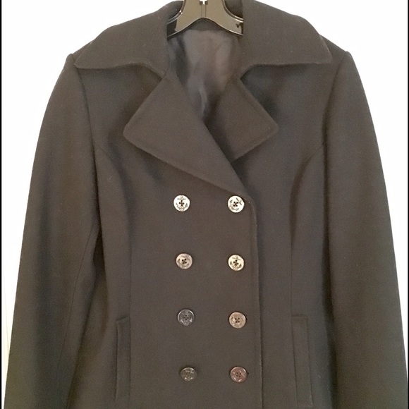 Classic Black Wool Pea Coat