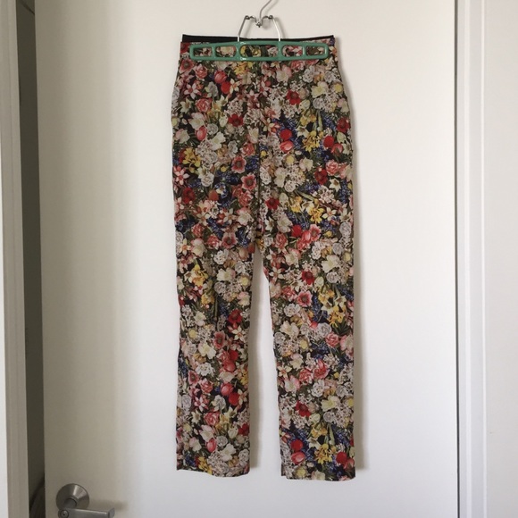 Topshop silky cropped floral pants