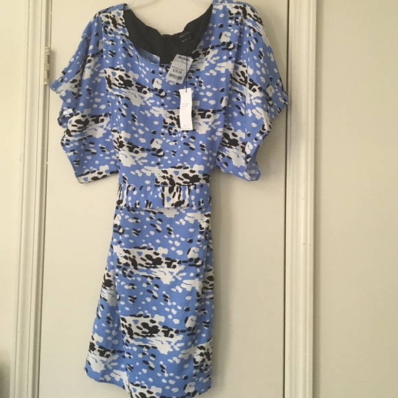 blue, white,black dolman dress.  Rayon. NWT.