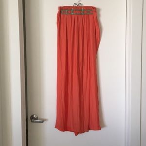 Zara orange silky maxi skirt/trousers