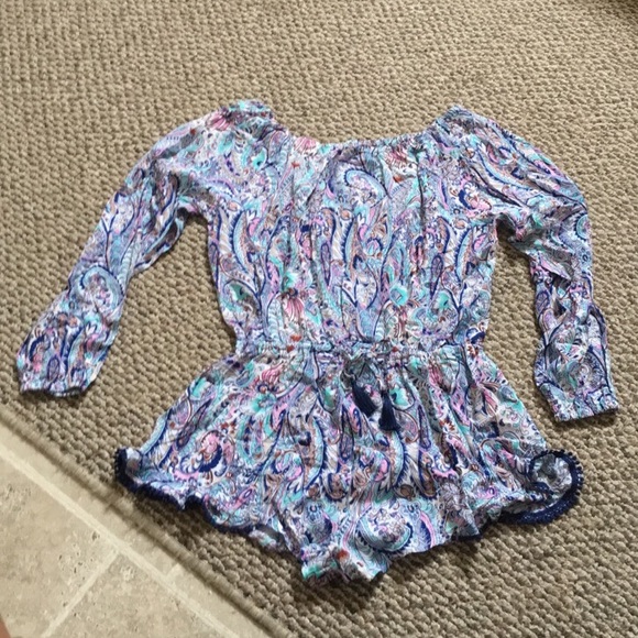 SOLD!! VS Long Sleeve Blue Paisley Tassel Romper - Picture 4 of 4