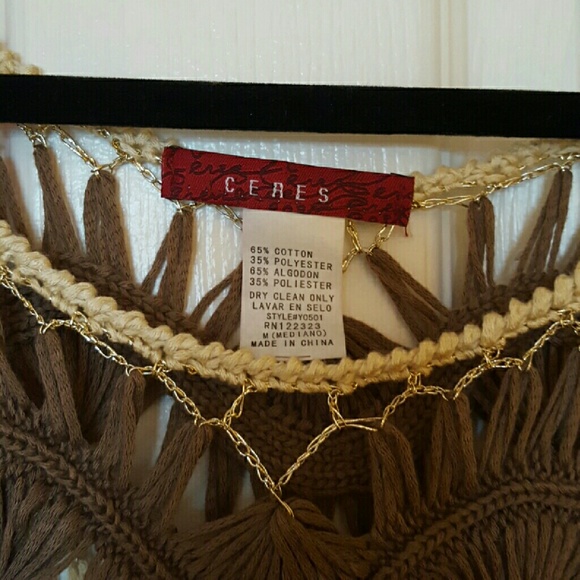 Coral/Olive/Tan Crochet Top - Picture 4 of 4