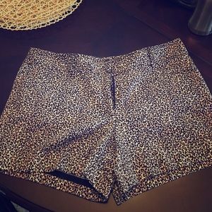 White and black leopard print short.
