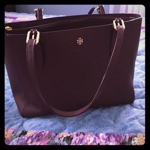 Tory Burch Maroon and gold bag