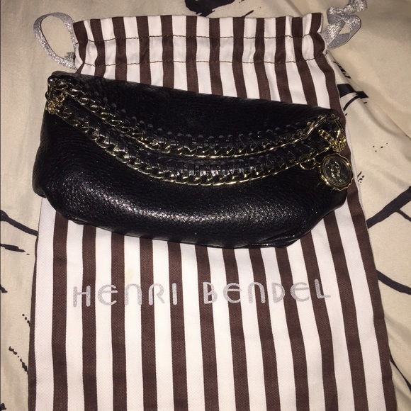 Authentic black leather clutch