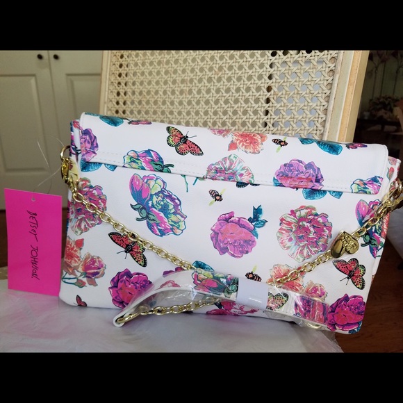 Betsey Johnson Floral Print Butterfly Shoulder Bag - Picture 3 of 4